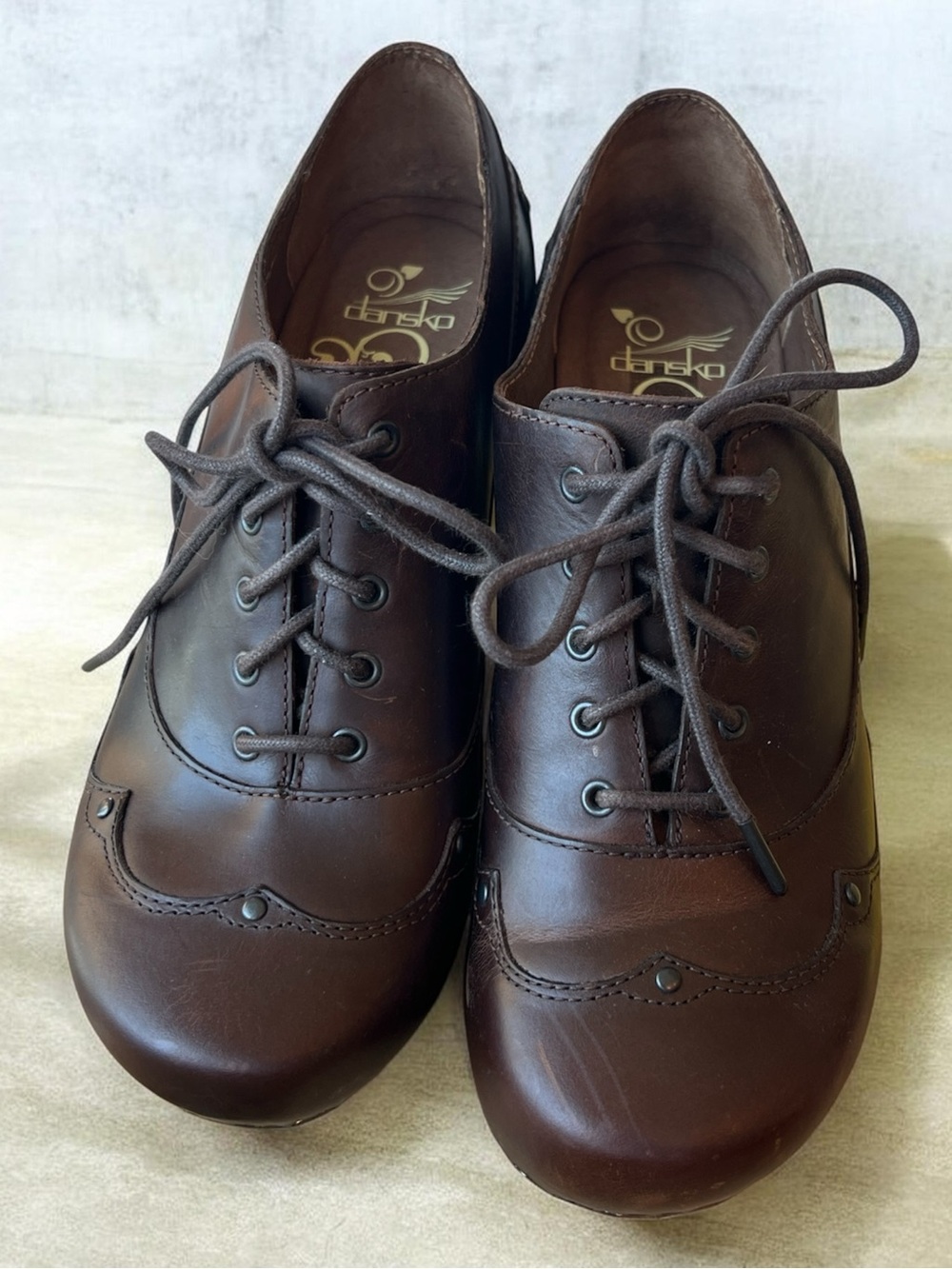 Dansko Brown Lace-Up Heeled Oxfords
